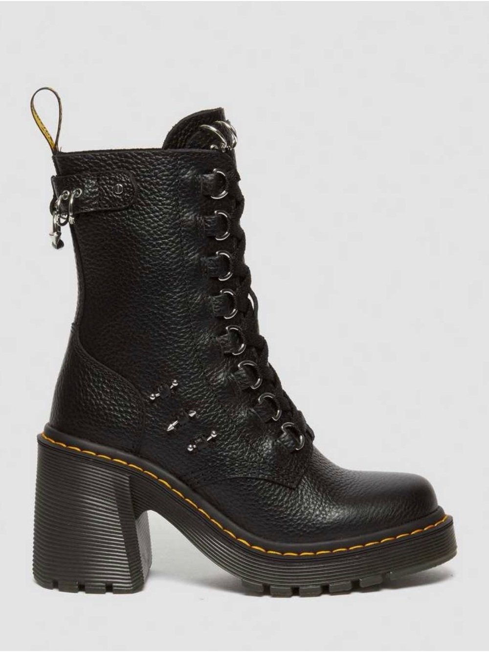 Dr. Martens Chesney HDW Piercing Leather Heeled Boots Black Women’s 10 NEW